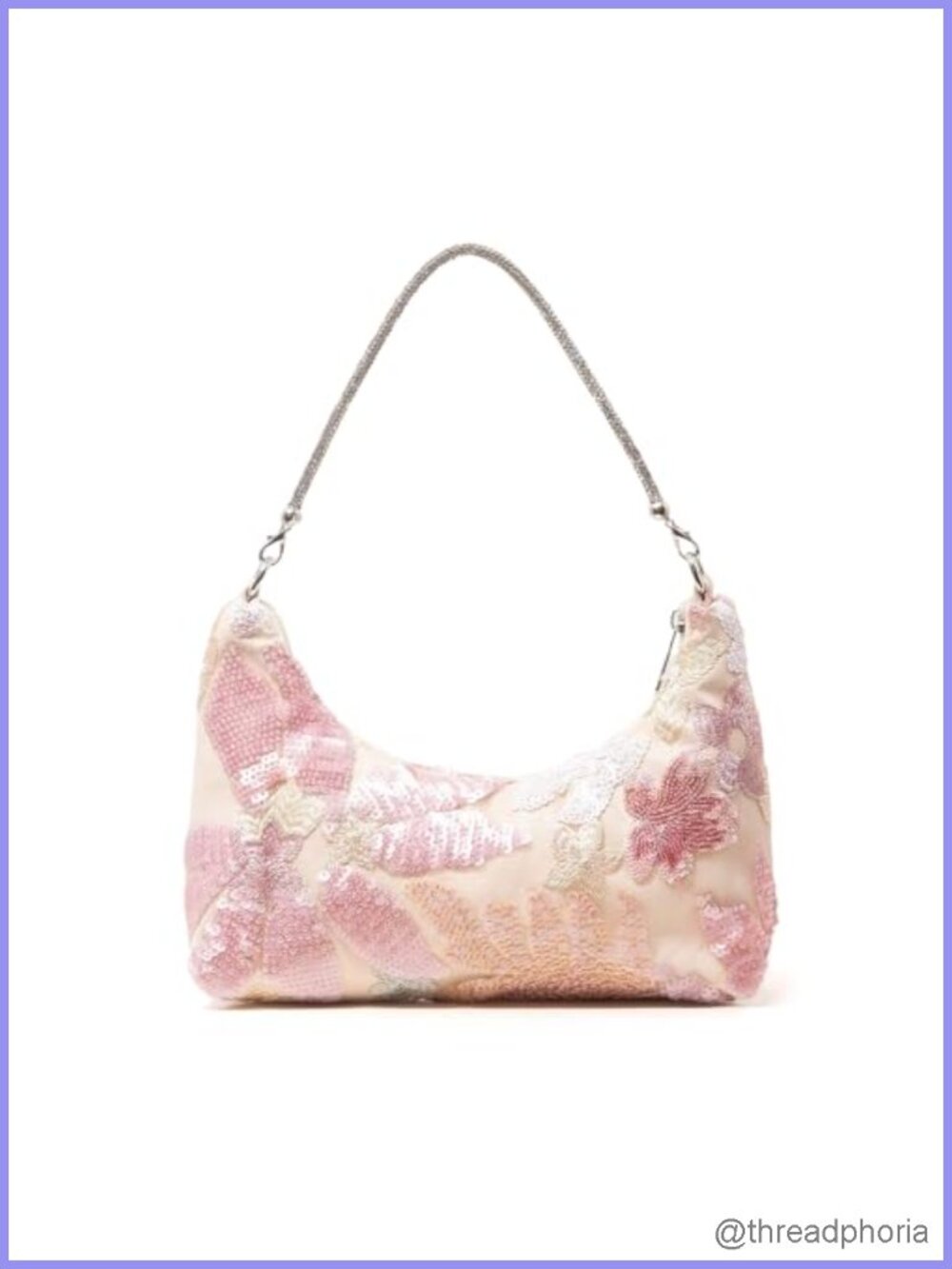 Sequin Embroidered Floral Evening Bag Clutch Detachable Chain Bridal Party Purse